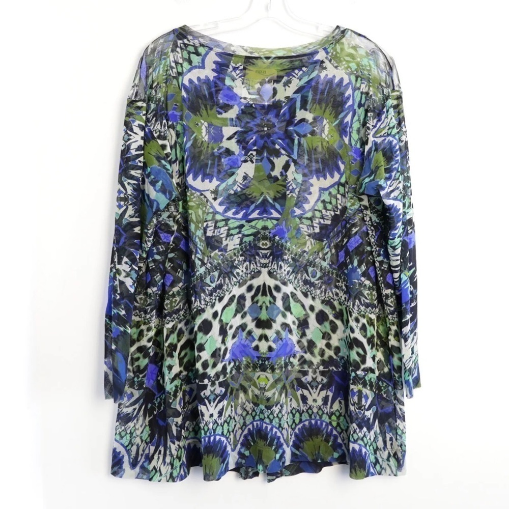 NWOT FUZZI  mesh oversized tunic top mini dress S abstract animal print new